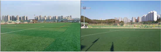 신규 대관시설인 반월체육센터 인조잔디구장과 선납숲공원 인조잔디구장.